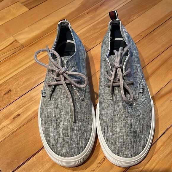 Ben Sherman heather gray canvas white sidewall tie sneakers. Size 7. - Picture 1 of 8